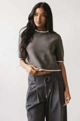 Rumple Contrast Top in Charcoal