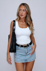 Don't Leave Me Denim Skort Light Blue Wash