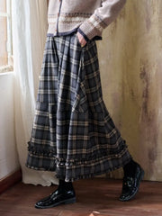 Pearl Ruffle Plaid Skirt