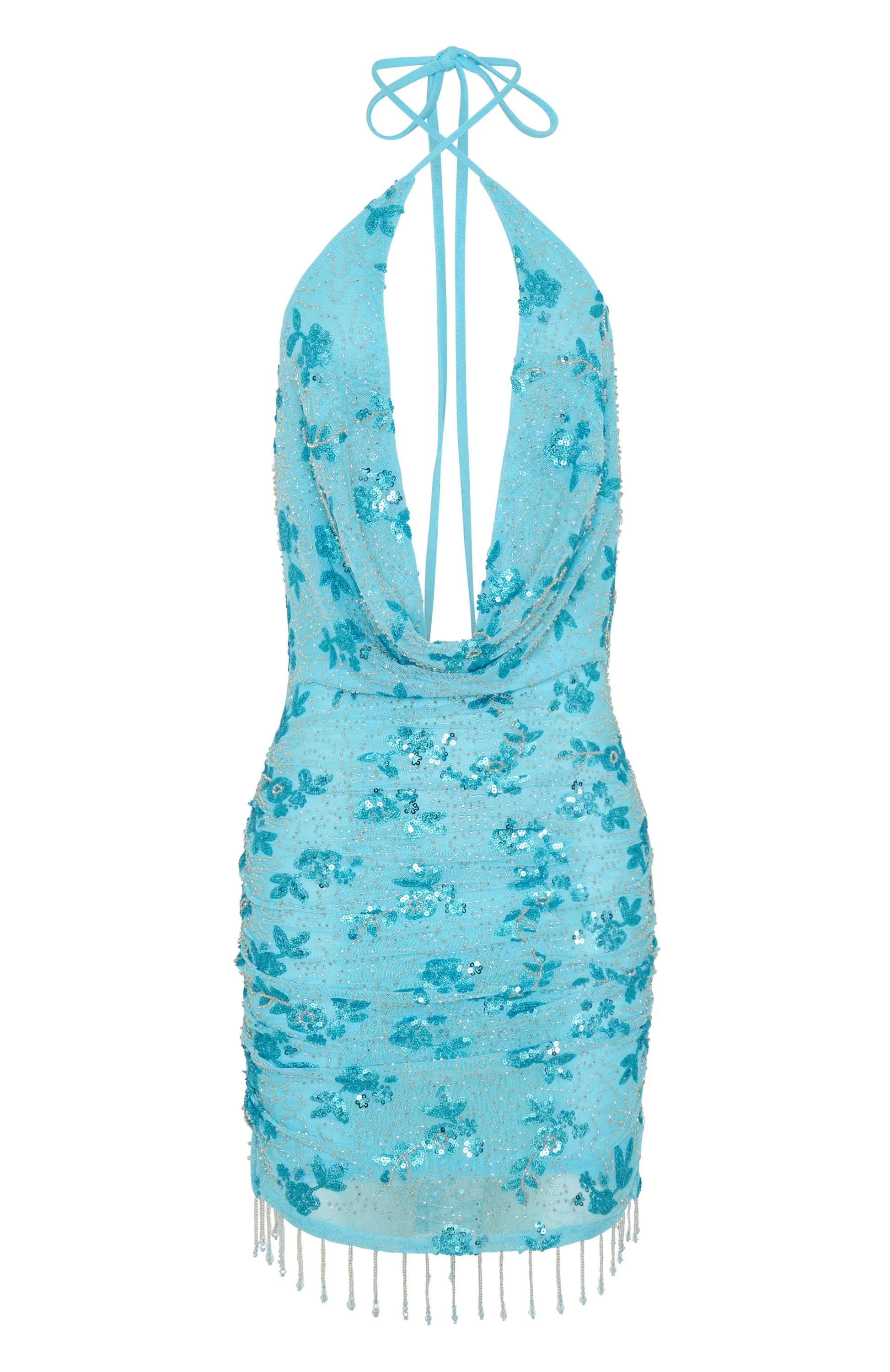 Barcelona Dreams Beaded Mini Dress Baby Blue