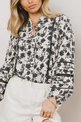 Imann Floral Blouse in Navy