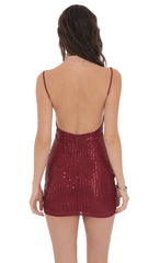 Sequin Bodycon Dress in Burgundy