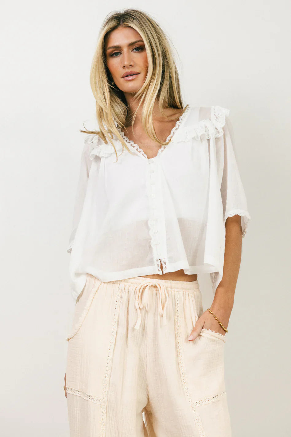 Potter Lace Blouse in Off White