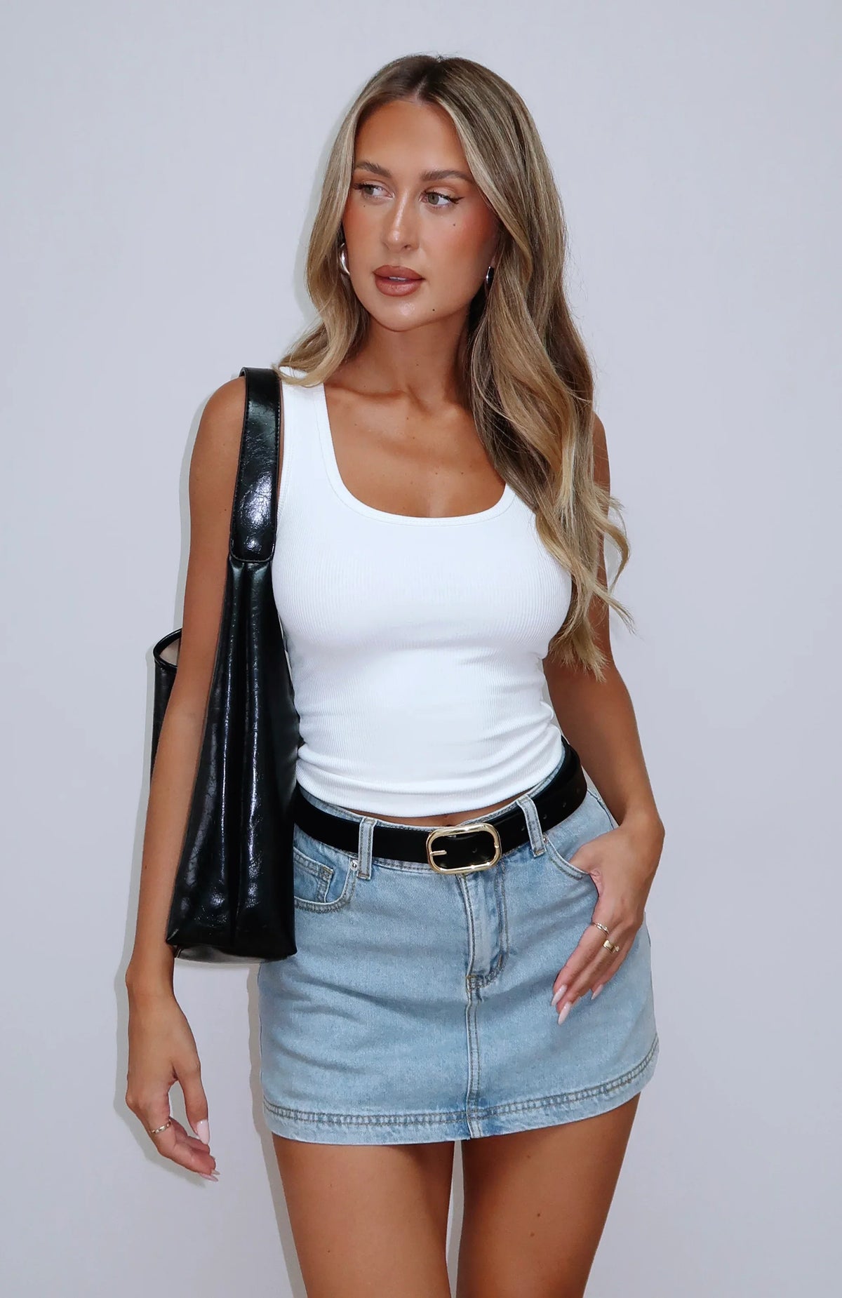 Don't Leave Me Denim Skort Light Blue Wash