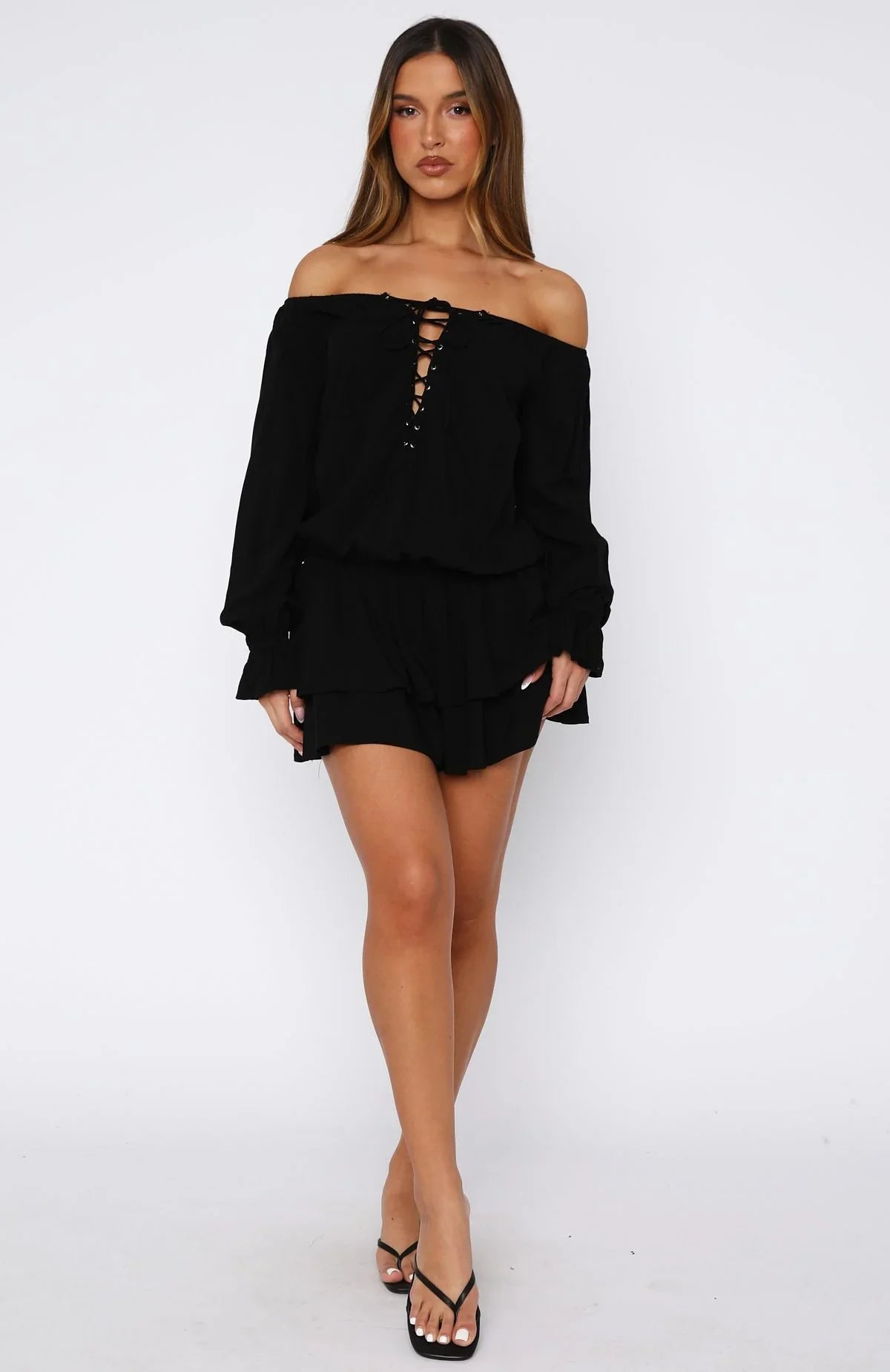 Let Me Long Sleeve Mini Dress Black